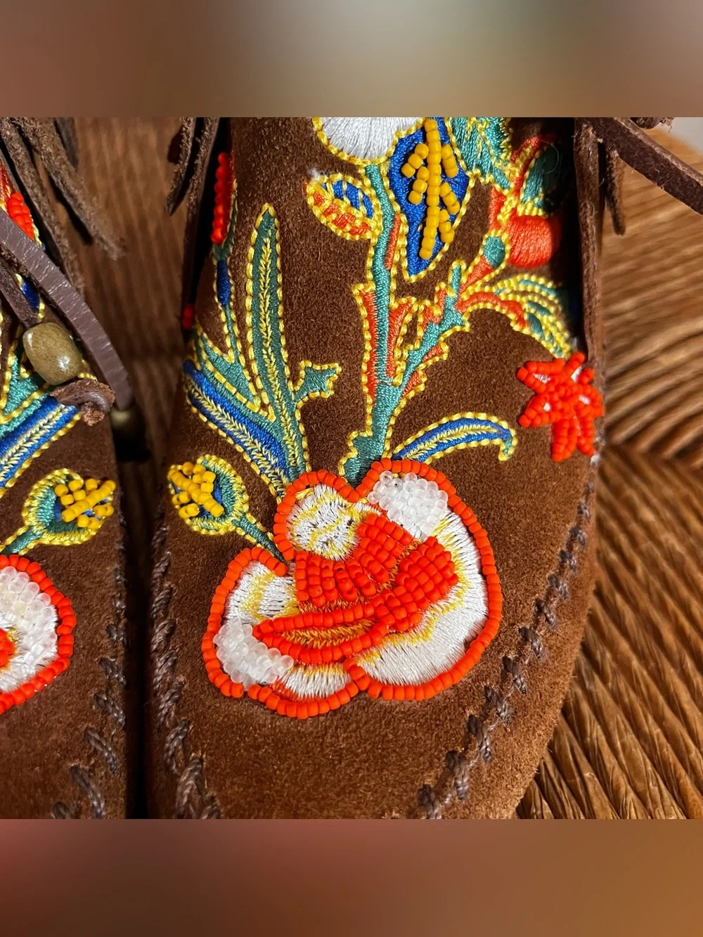Tory Burch Huntington Suede Beaded Fringe Moccasin Booties